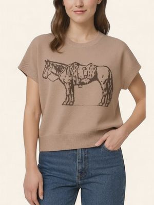 Horse Graphic Sweater - MOCHA