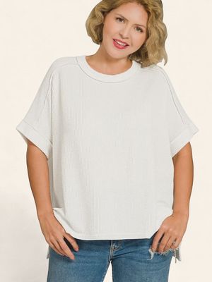 Plus Annie Raw Edge Top - WHITE