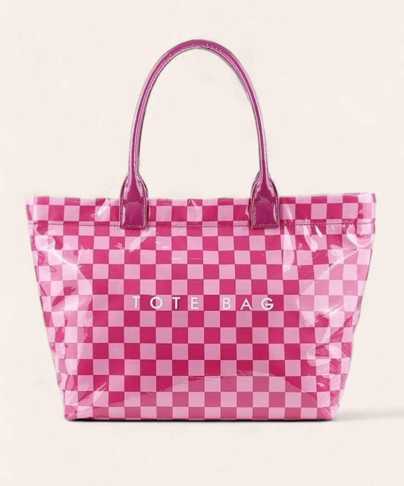 Checkered Tote - HOT PINK