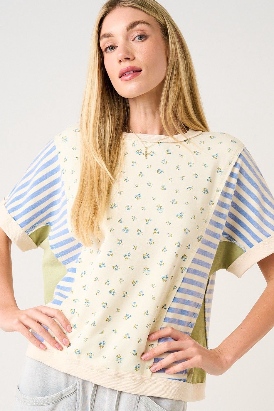 Zana Patchwork Top - CREAM