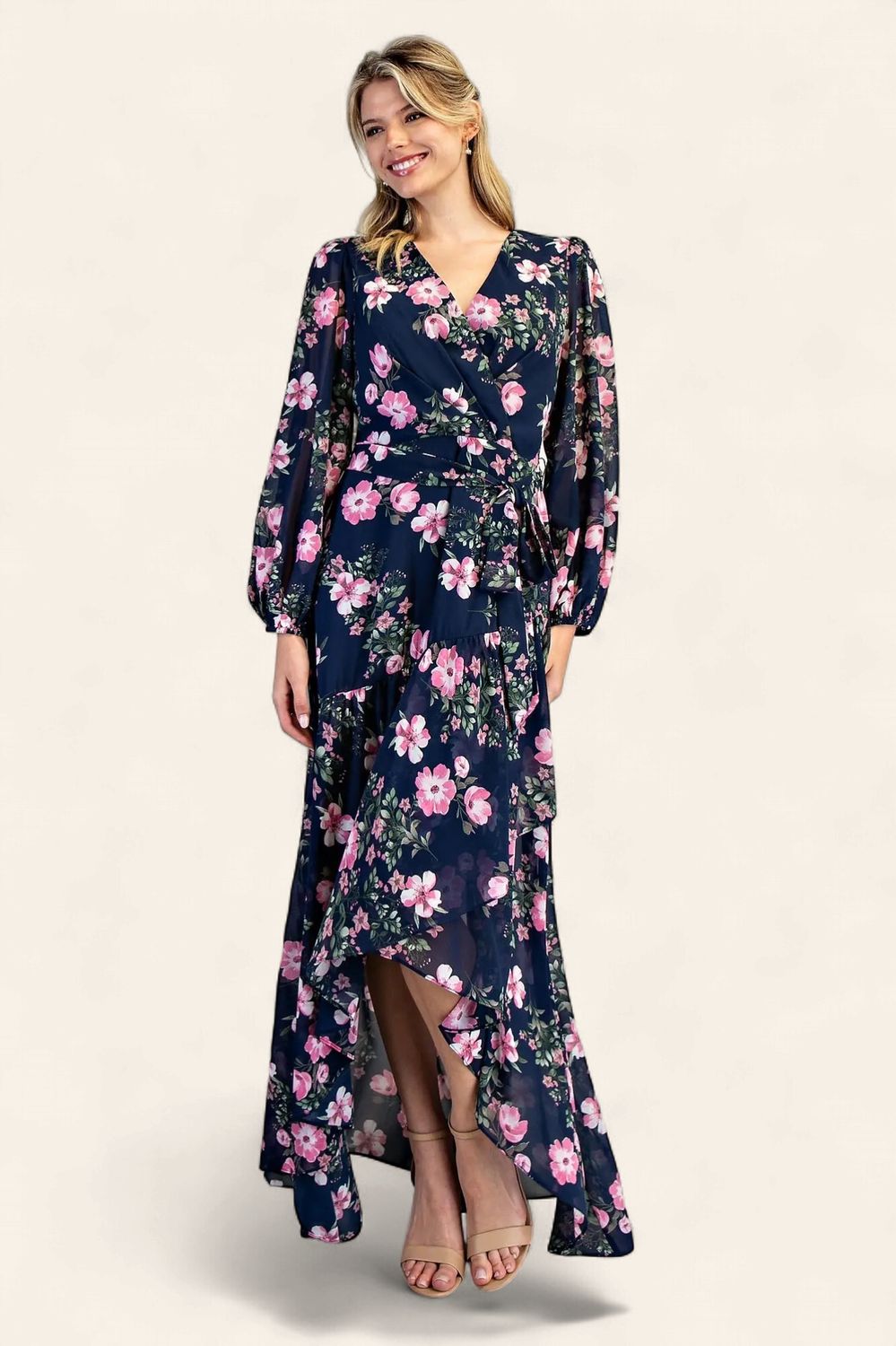 Jacie Tie Wrap Maxi Dress - NAVY