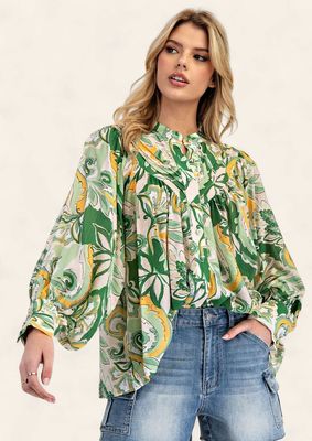Amelia Printed Top - LEMONGRASS