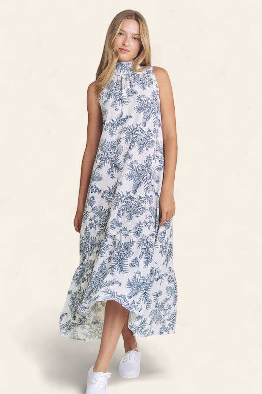 Estee Floral Halter Midi Dress - IVORY COMBO