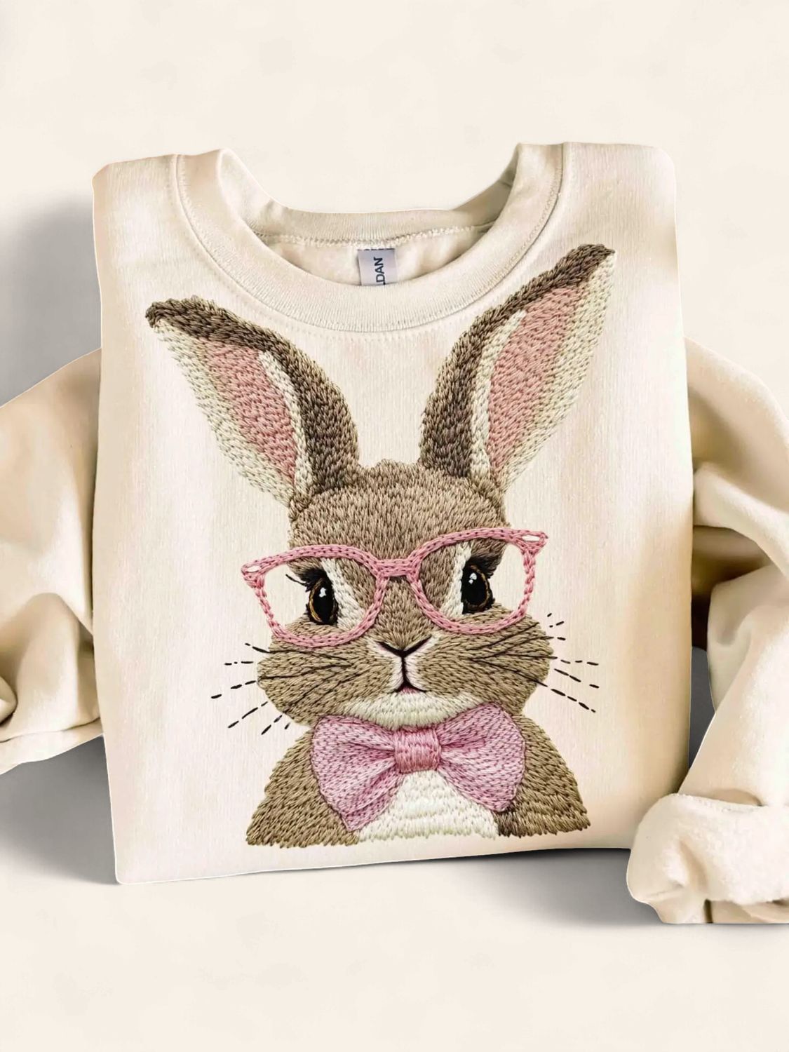 Faux Embroidery Bunny Sweatshirt