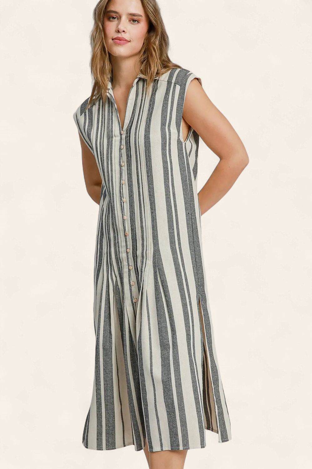 The Lynette Pintucked Dress - BLACK