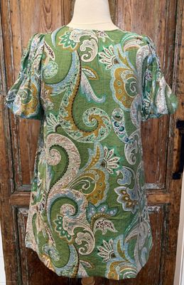 Kelly Paisley Babydoll Dress - GREEN