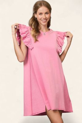 The Rosalee French Terry Dress - PINK