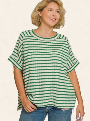 Plus Lucky Stripe Tee - GREEN