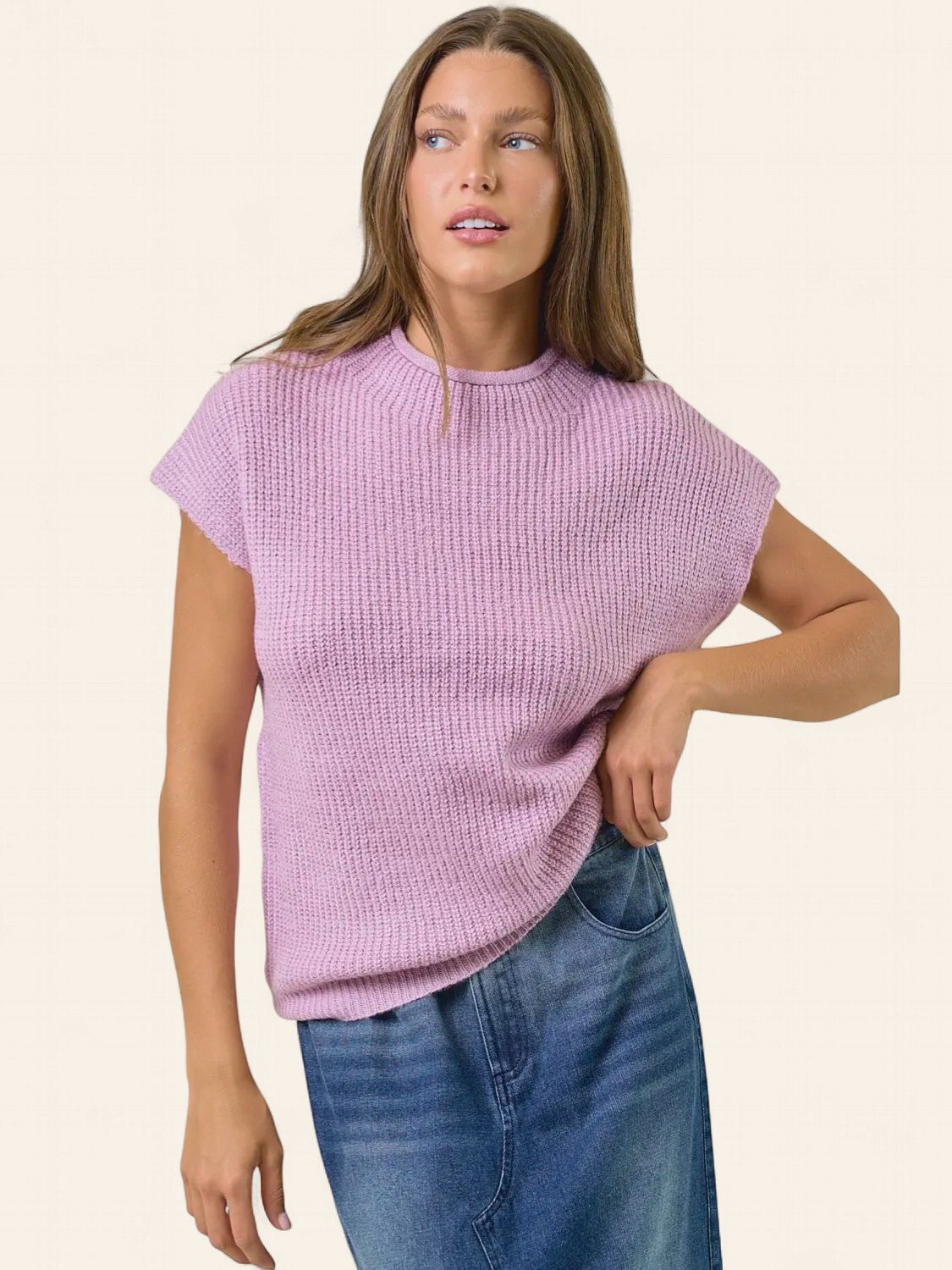 Bella Mock Neck Sweater - LILAC