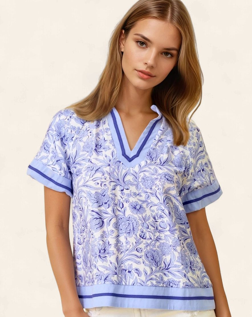 The Raegan Blouse - PERI BLUE