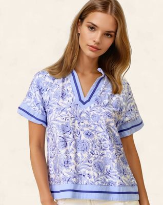 The Raegan Blouse - PERI BLUE