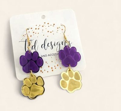 Game Day Paw Print Earrings