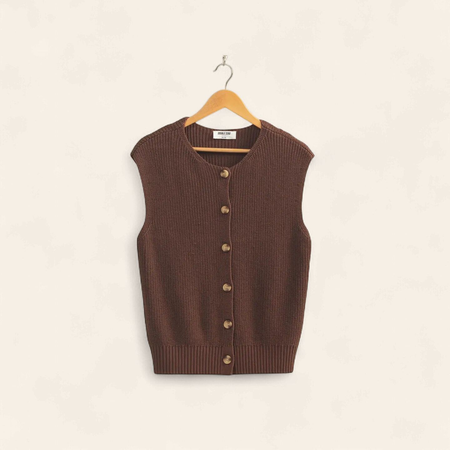 Gabby Sleeveless Ribbed Vest - CHOCOLATE