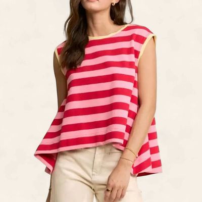 Mel Striped Sleeveless Top - RED/CREAM