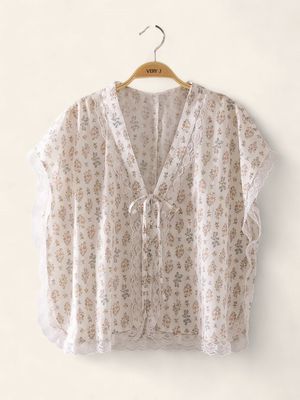 Daphne Romantic Floral Top - WHITE
