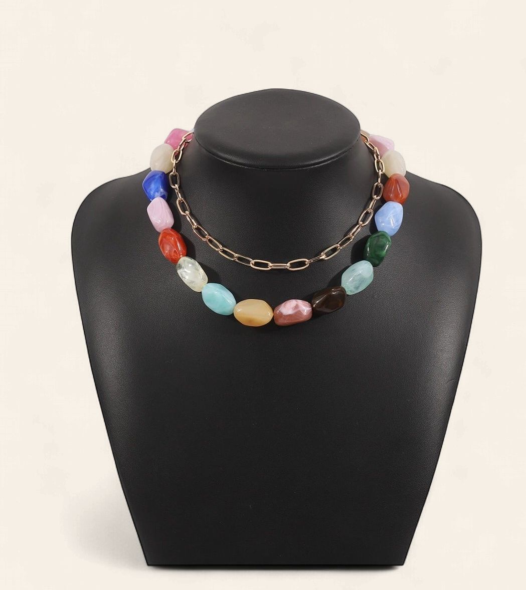 Color Beaded Chain Necklace