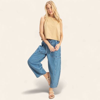 Wide Leg Barrel Jeans - LT. BLUE