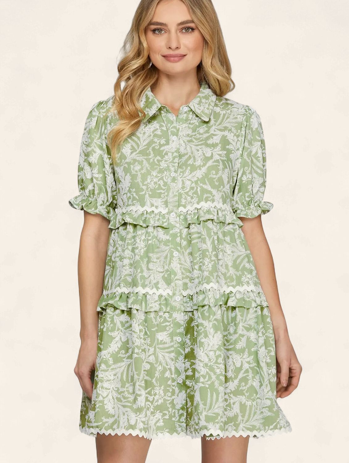 The Hazel Tiered Dress - SAGE