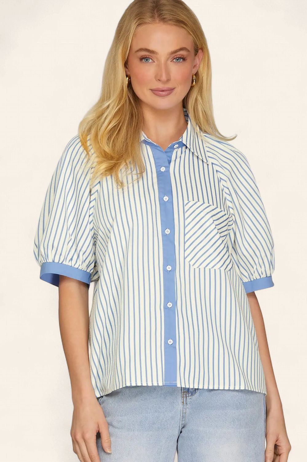 The Cate Striped Top - BLUE