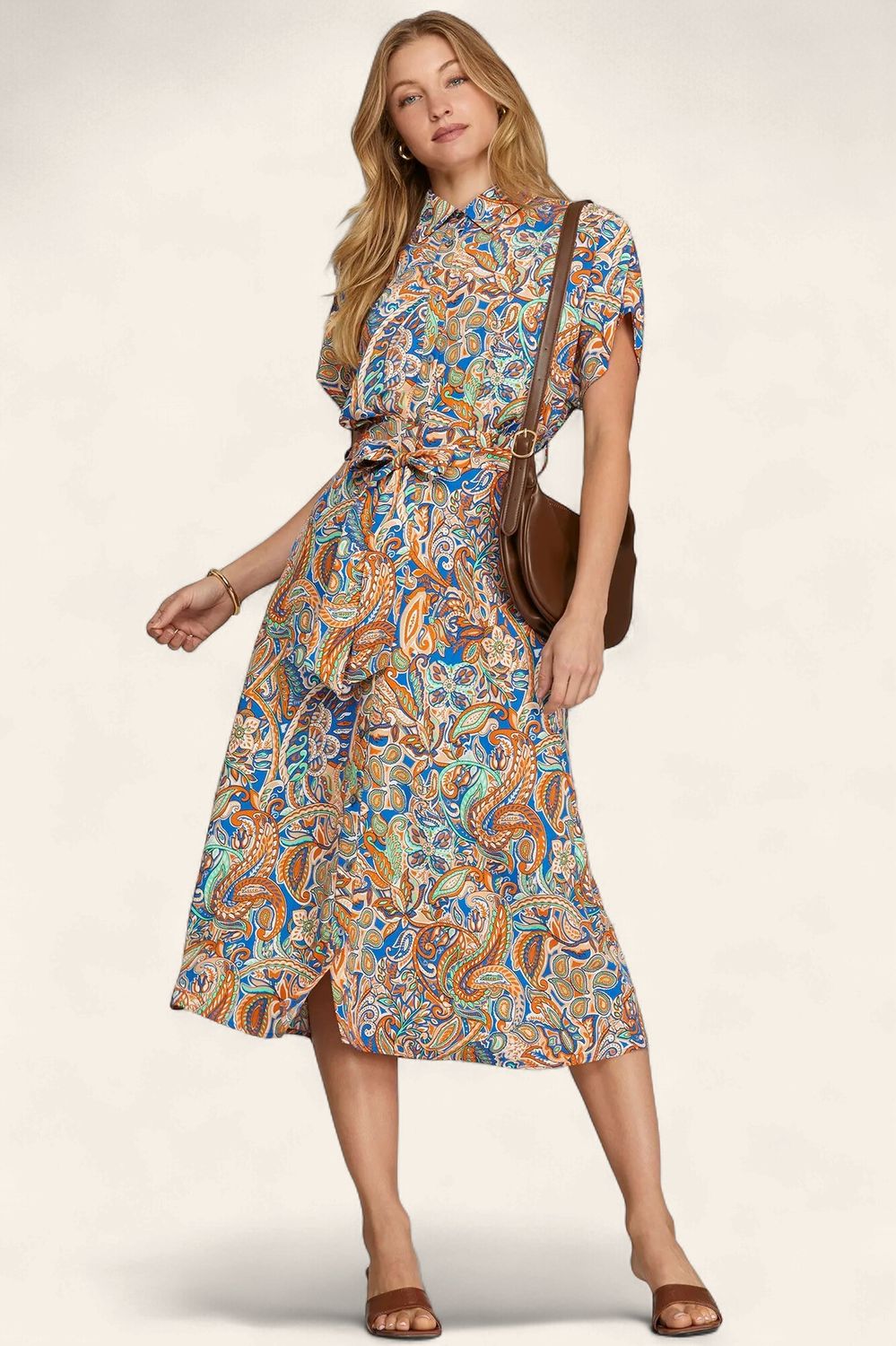 The Viva Printed Midi Dress - BLUE MIX