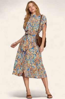 The Viva Printed Midi Dress - BLUE MIX