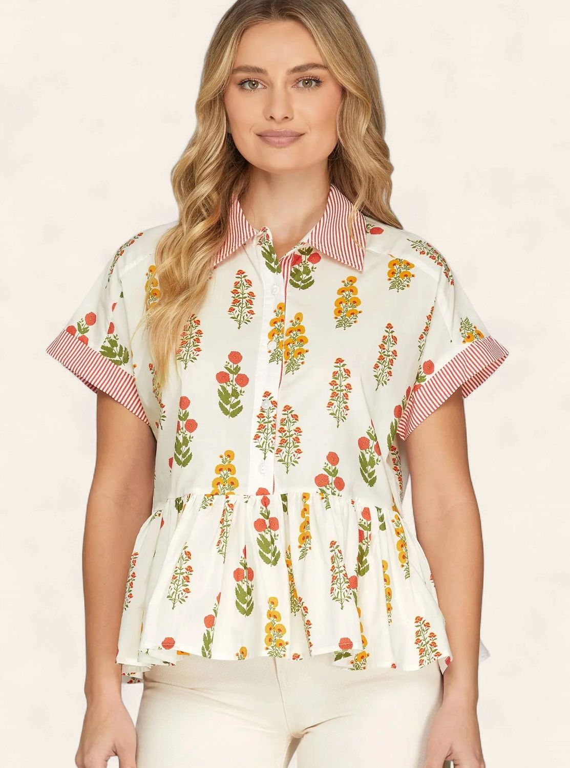 Hanna Printed Top - OFF WHITE