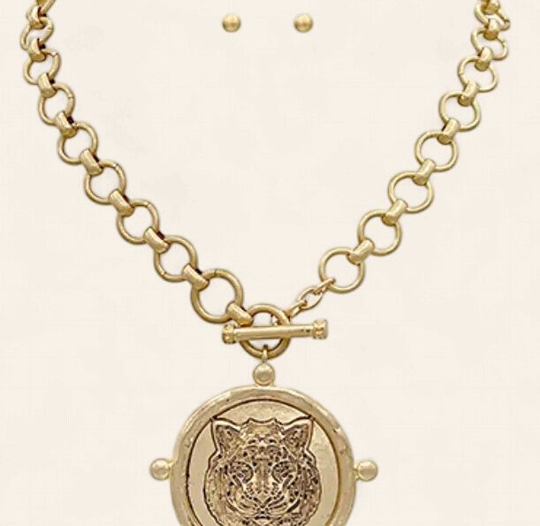 Tiger Head Coin Necklace