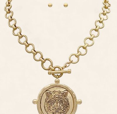 Tiger Head Coin Necklace