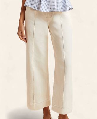 Stretch High Rise Pin Tuck Wide Leg Jean - WHITE