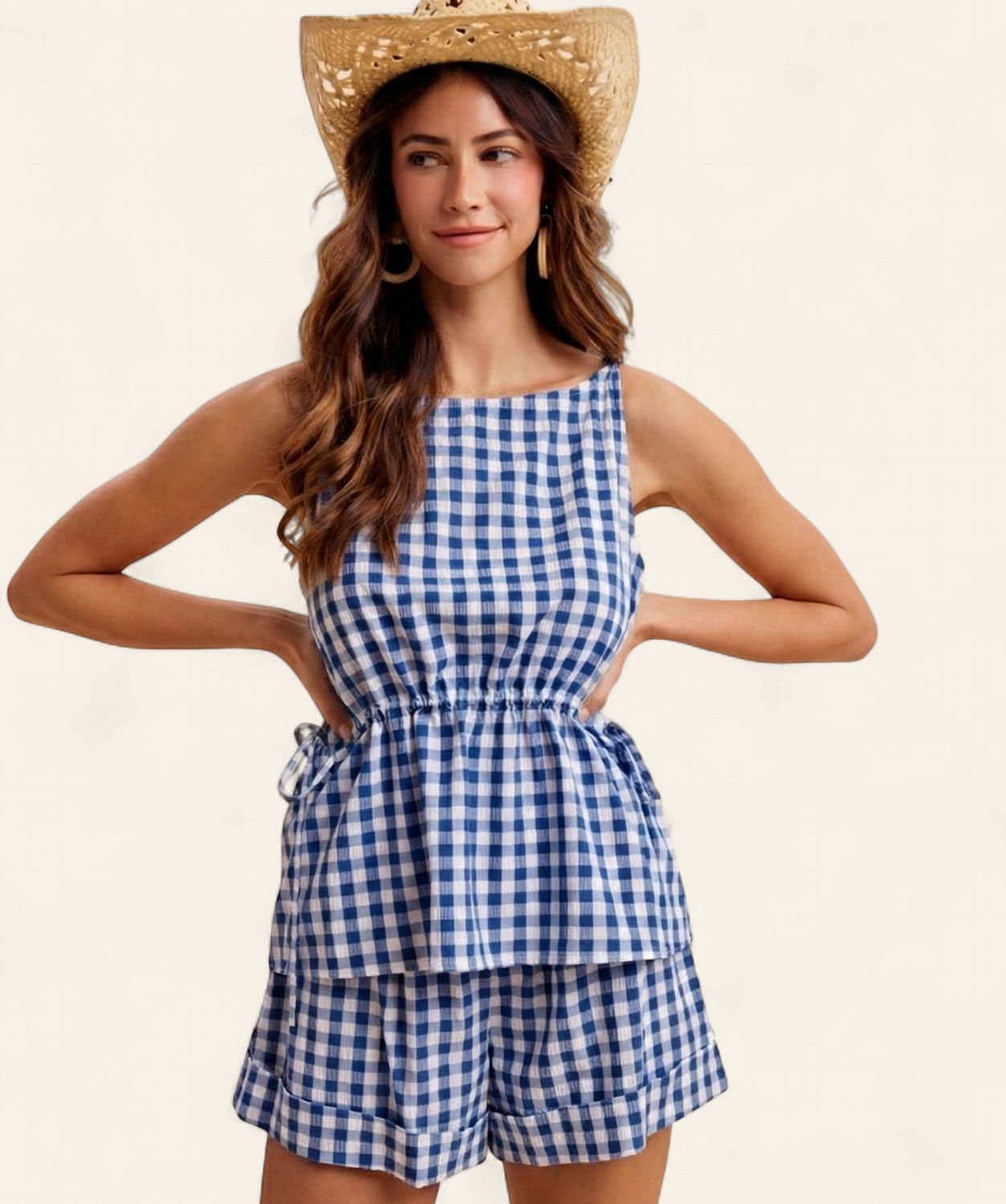 Belle Gingham Set -BLUE