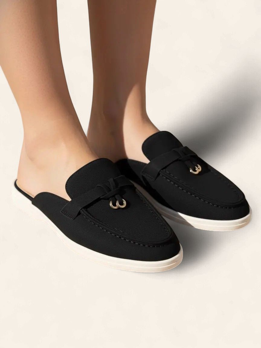 Irene Slip On Mules - BLACK