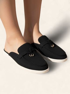 Irene Slip On Mules - BLACK