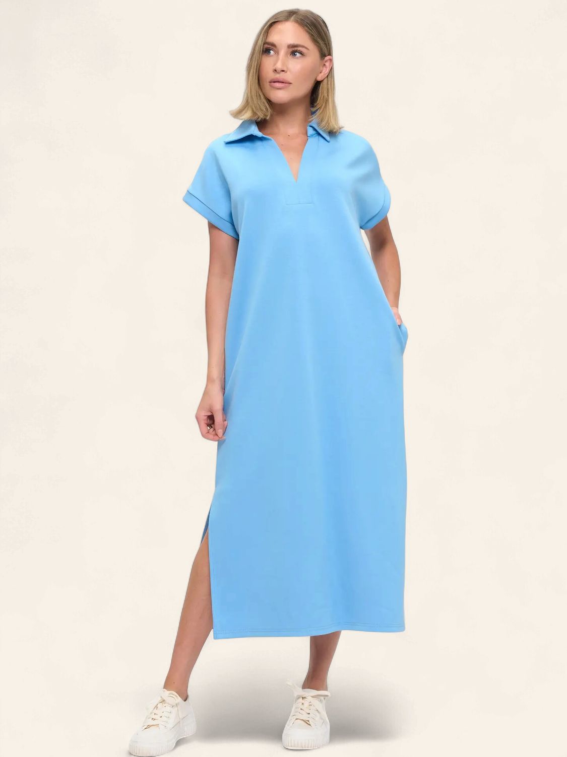 Hello Blue Skies Scuba Maxi Dress - SKY BLUE