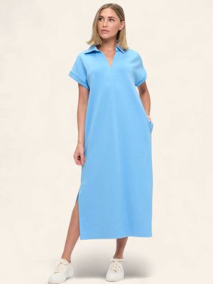 Hello Blue Skies Scuba Maxi Dress - SKY BLUE
