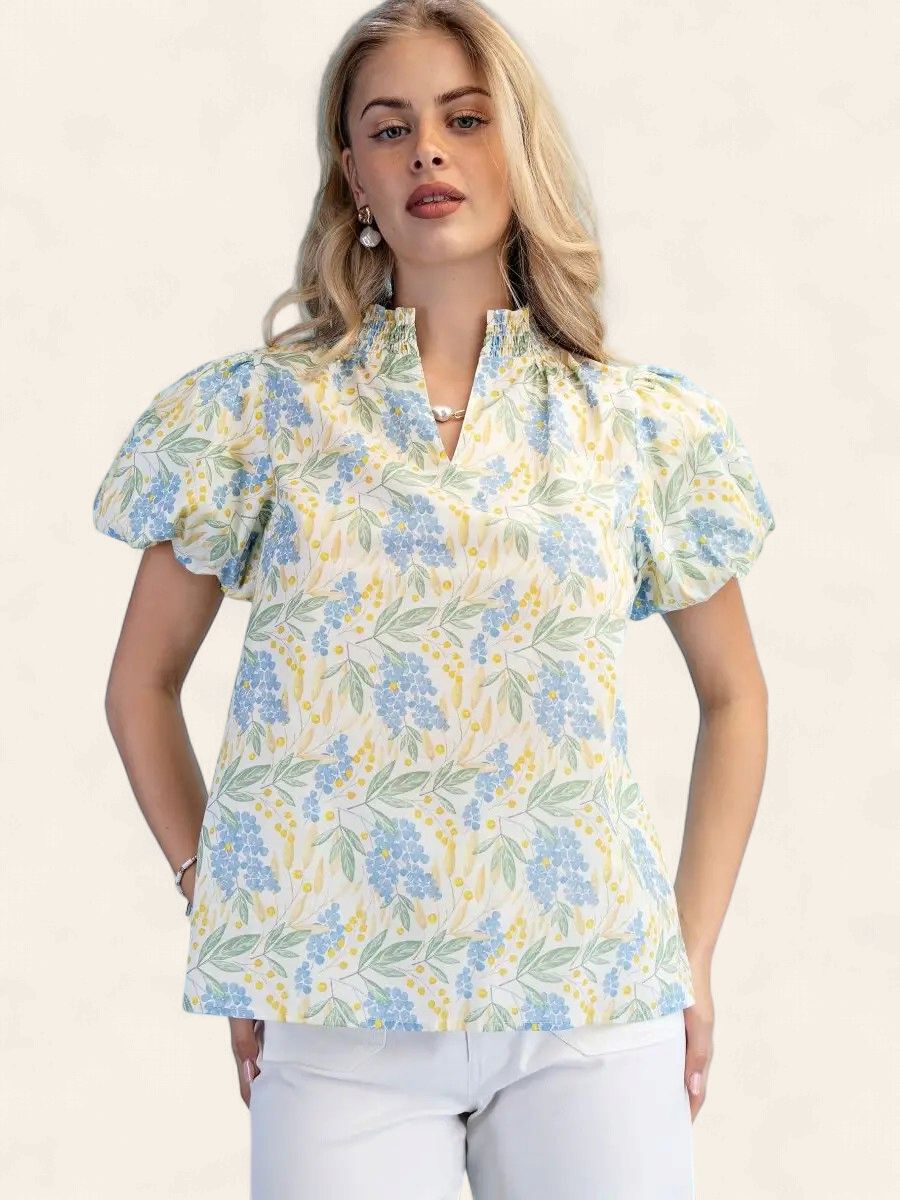 Misty Printed Top - BLUE