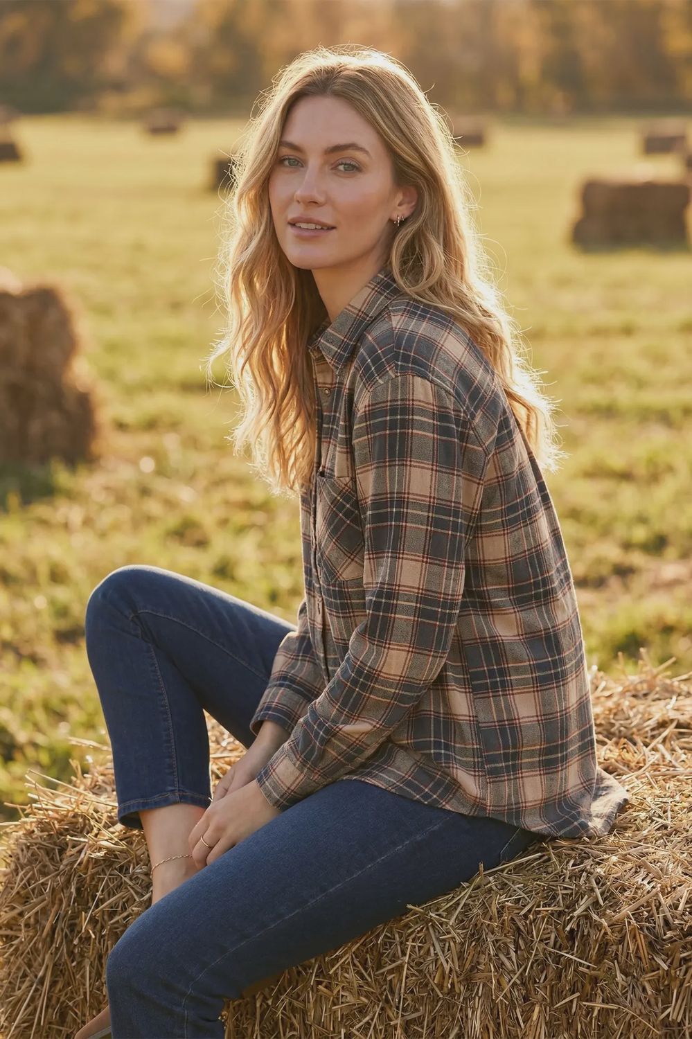 The Danielle Plaid Button Down - NAVY