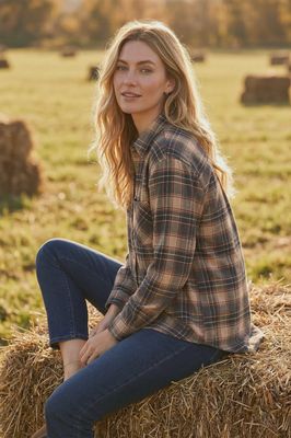The Danielle Plaid Button Down - NAVY