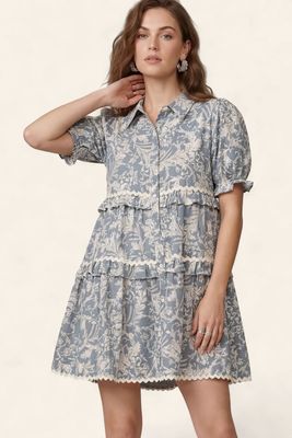 The Hazel Tiered Dress - BLUE GREY