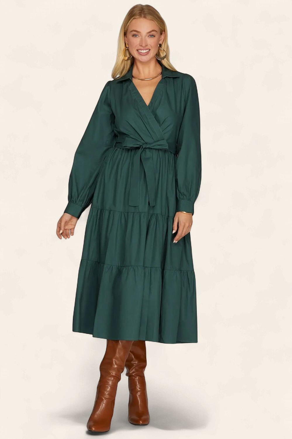The Louise Tiered Midi Dress - SEA GREEN