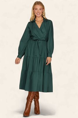 The Louise Tiered Midi Dress - SEA GREEN
