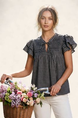 Annette Plaid Top - Navy