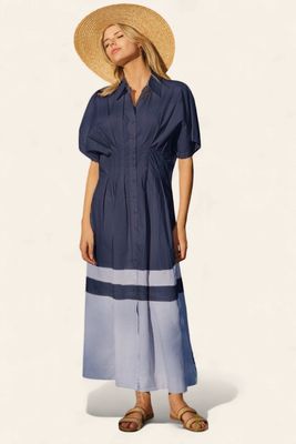 Plus Sailor Shirt Dress - NAVY