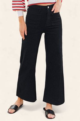 Front Pocket Wide Leg Denim - BLACK