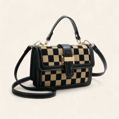 Lilly Checkered Crossbody - BLACK