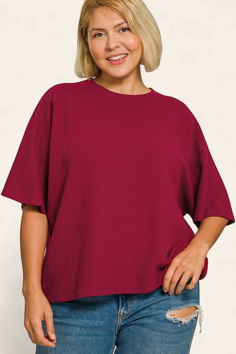 Plus  Knit S/S Top - WINE