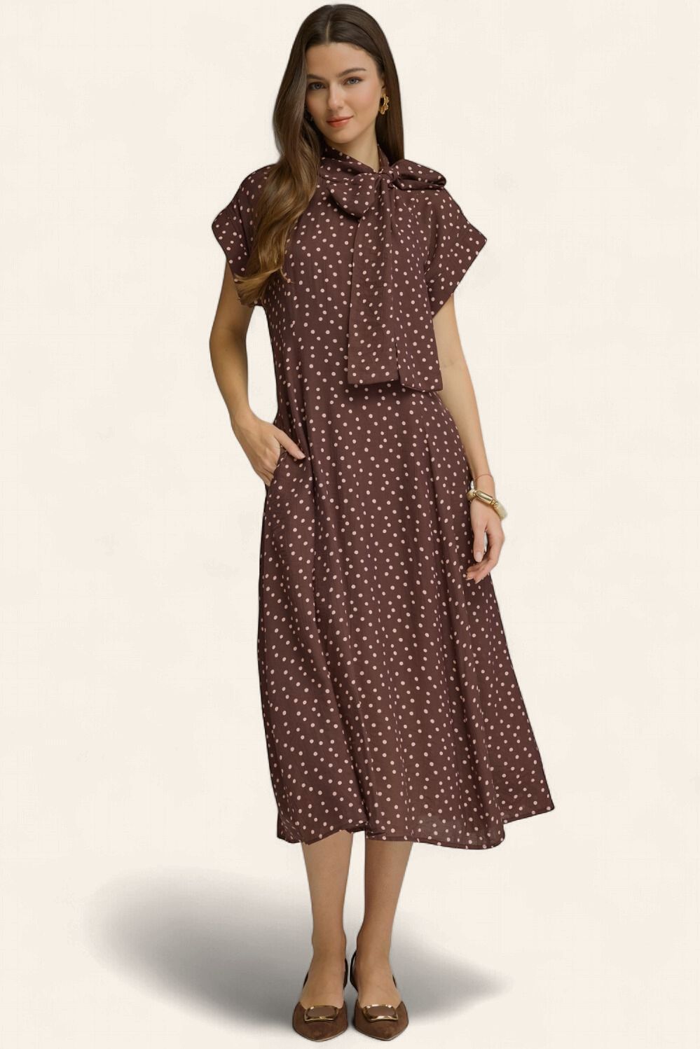 The Hillary Polka Dot Dress - BURGUNDY
