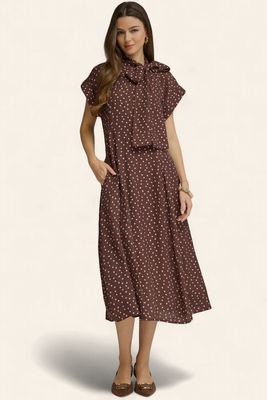 The Hillary Polka Dot Dress - BURGUNDY