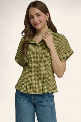 Aeri Gingham Top - MATCHA