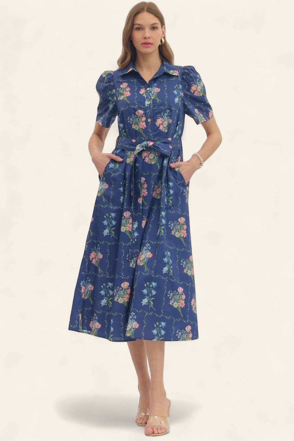 The Janie Midi Dress - NAVY