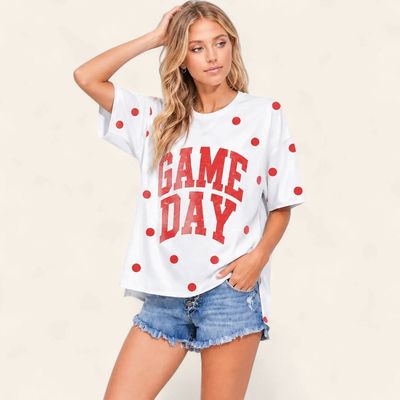 Polka Dot Game Day Top - RED